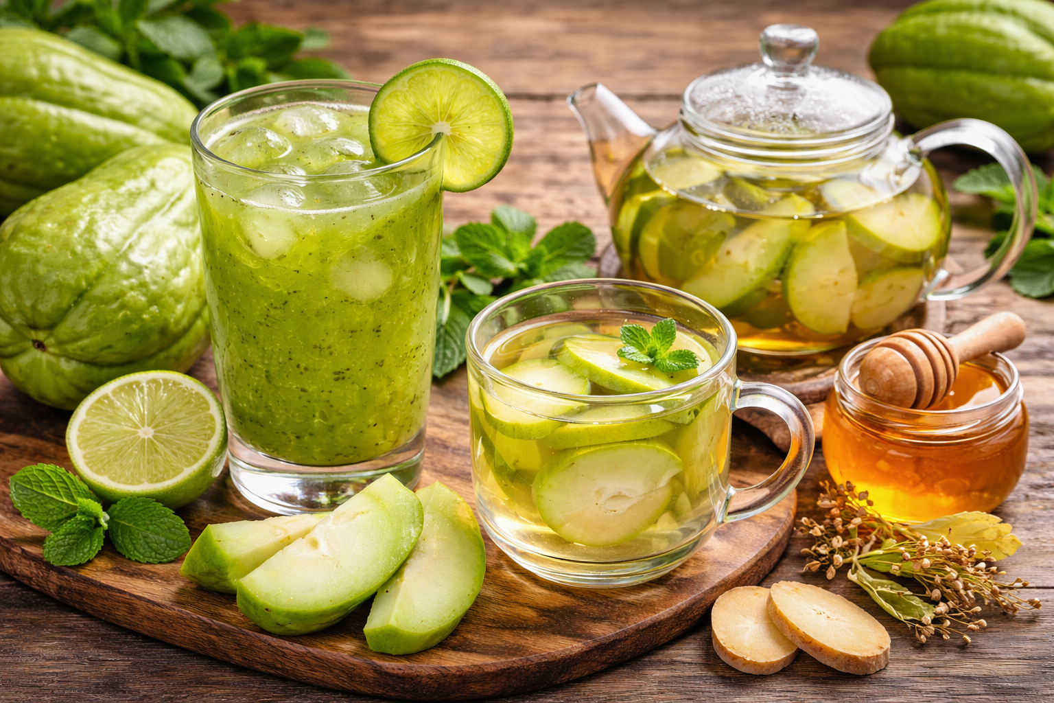 jugo y té de chayote