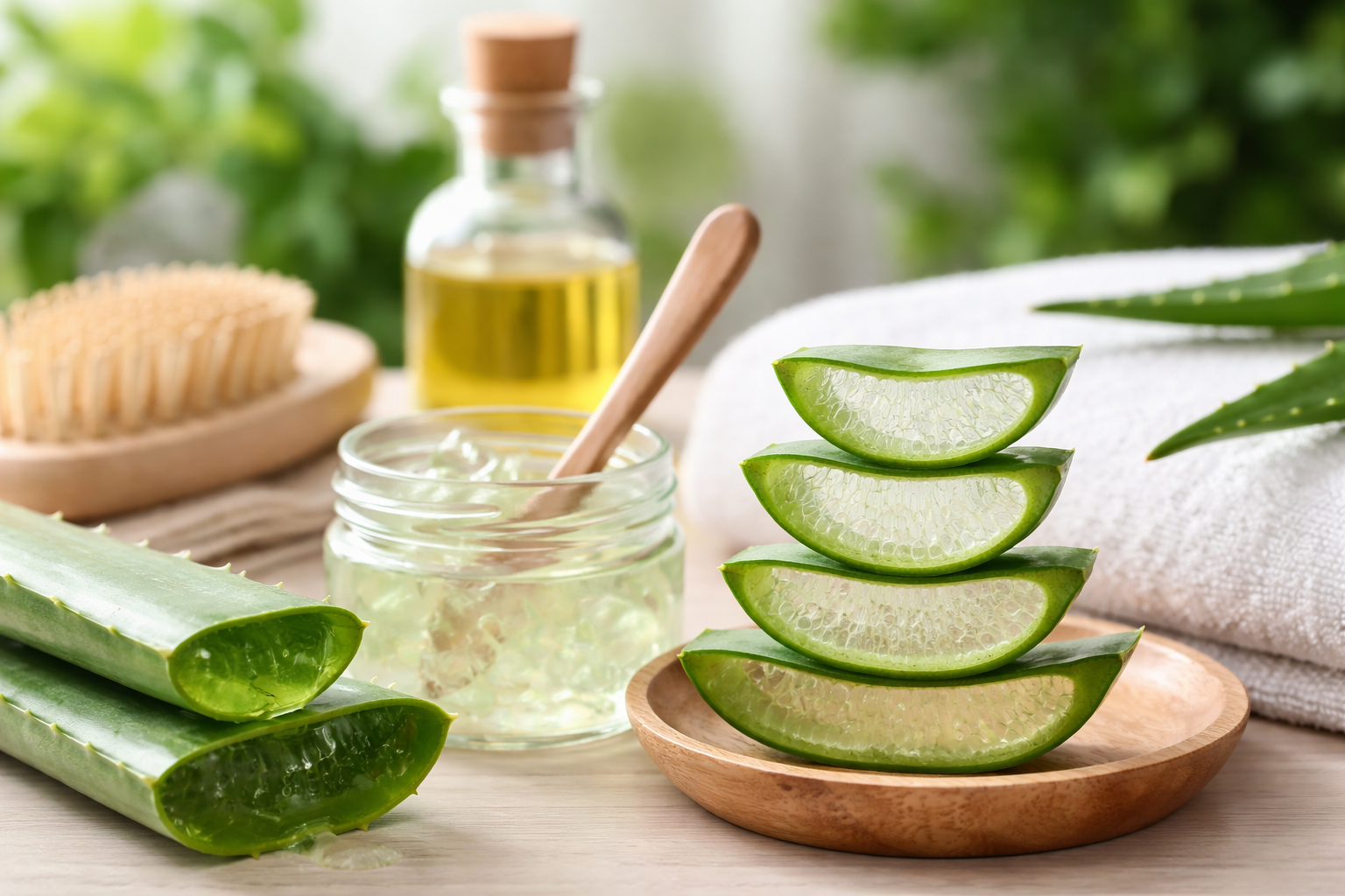 Aloe vera natural para combatir la caída del cabello y fortalecer el cuero cabelludo.