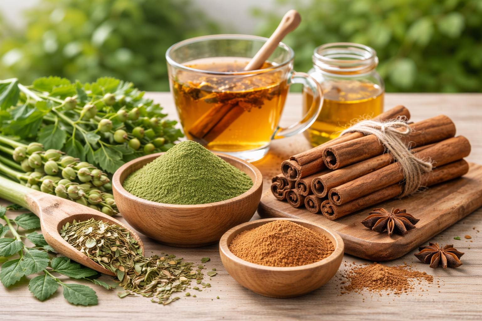 Canela y moringa para apoyar el control del azúcar en sangre.
