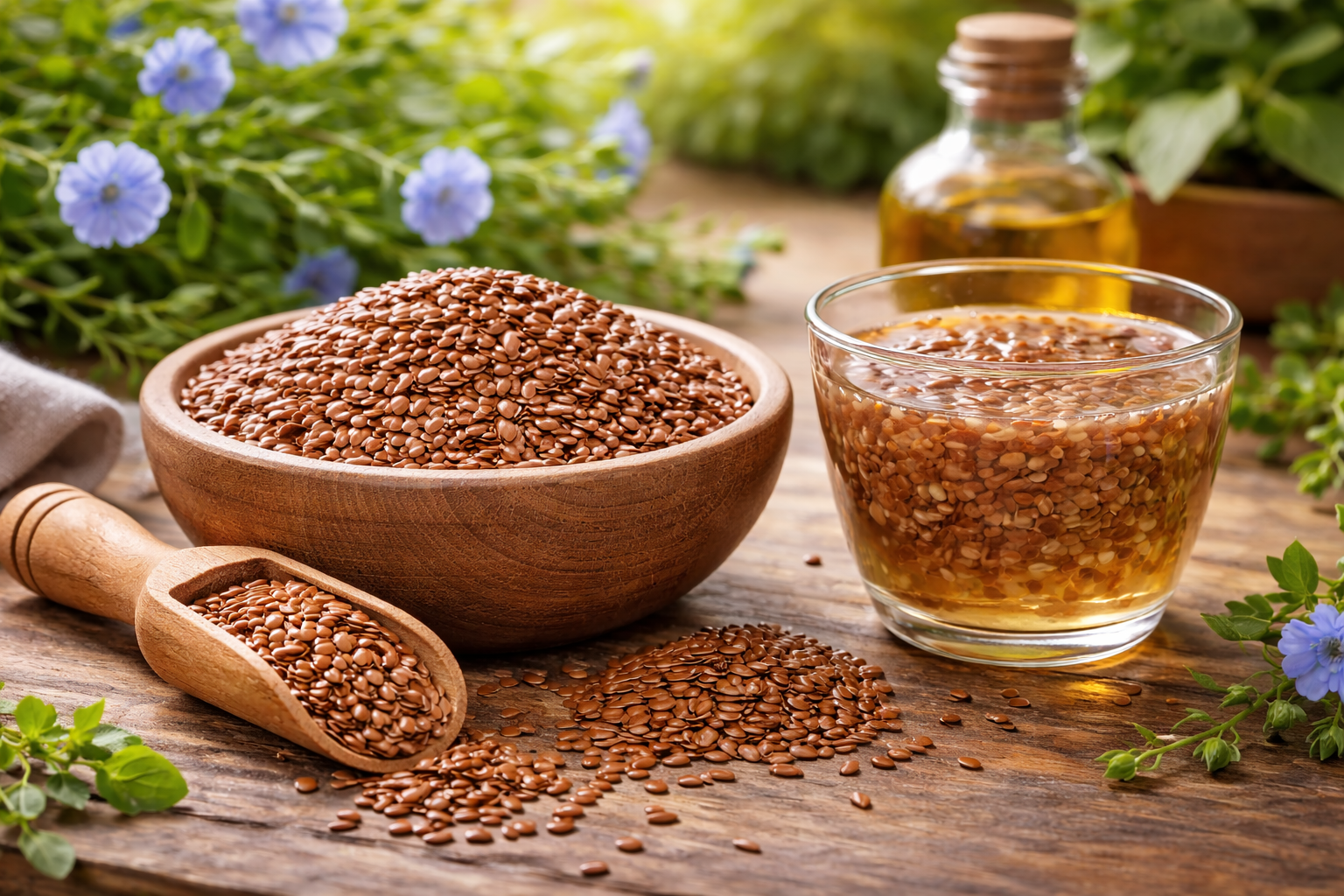 Linaza en semillas y agua gelatinosa, remedio natural para el estreñimiento y la salud del colon