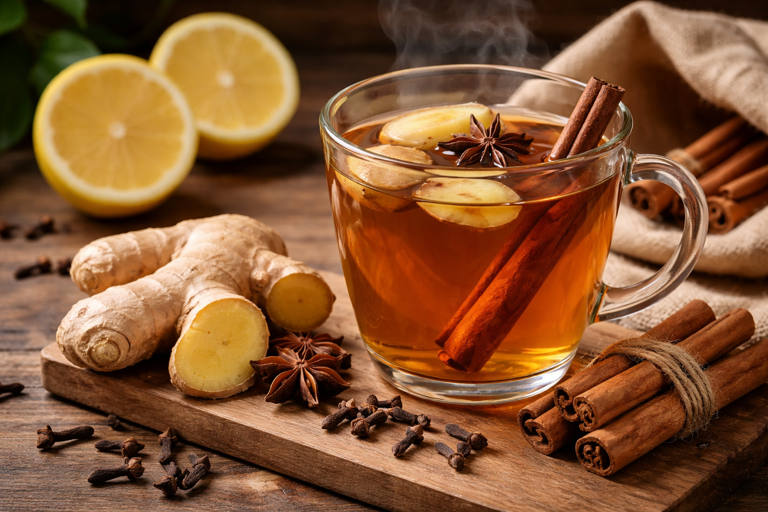 jengibre, canela y clavo