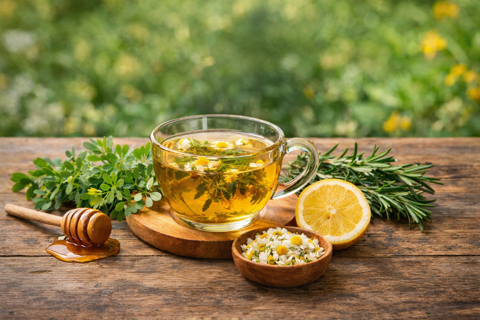 romero, ruda y manzanilla